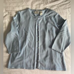 Liz Claiborne cardigan and shell sweater set, size XL and L, light blue
